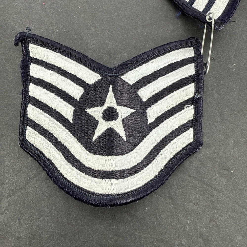 USAF Air Force Chevrons - Technical Sergeant (One set of two) - 4" Blue/White - Picture 2 of 3